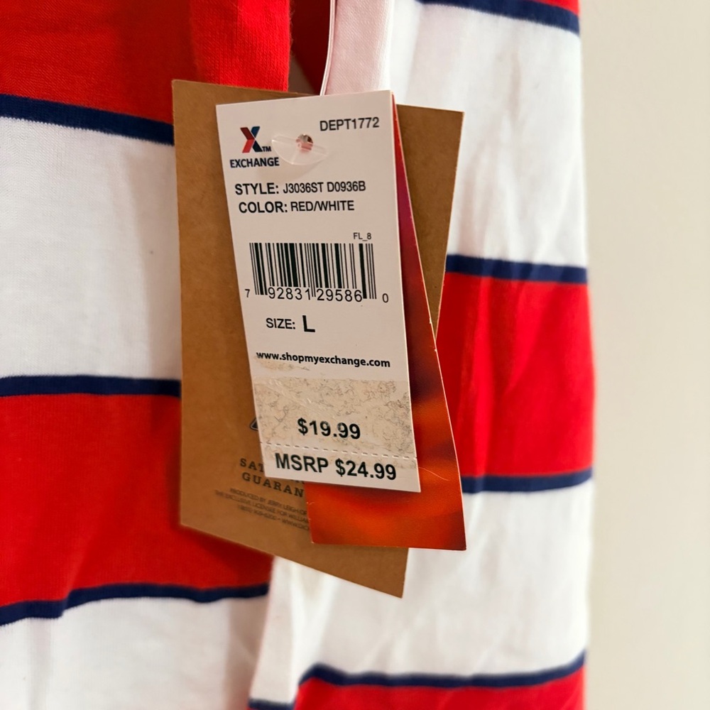 Dickies Red and White Striped Shirt Junior Large - Picture 2 of 7